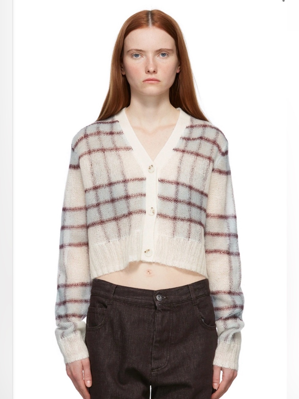 Acne Studios Checked Mohair Blend Cardigan Small